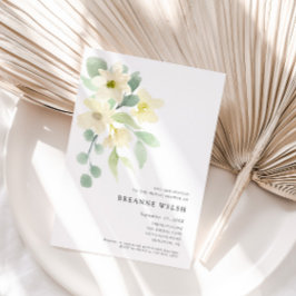 Invitación Elegante, sencilla acuarela, verde, ducha de novia