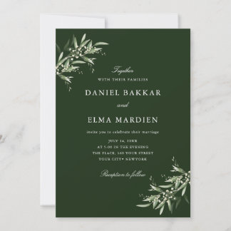Invitación Elegante Sencilla Boda Rústica Botánica Verde