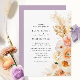 Invitación Elegante, sencilla, crema de Rubor Boda de Lavanda