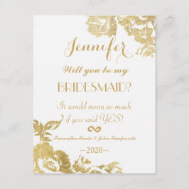 Invitación Elegante, sencilla y moderna Rosa Floral Gold Brid
