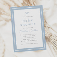 Elegante Sencillo Baby Shower Niño Azul Polvorient