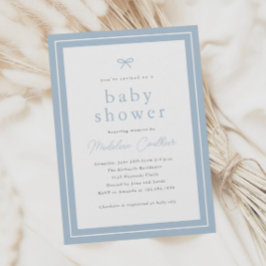 Invitación Elegante Sencillo Baby Shower Niño Azul Polvorient