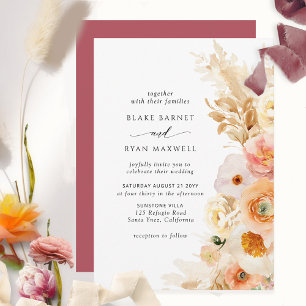 Invitación Elegante, sencillo Boda Rubor Cream Burgundy