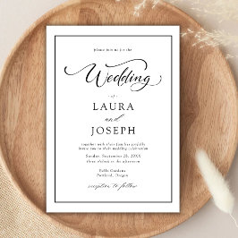 Invitación Elegante Sencillo Clásico Boda en Blanco y Negro