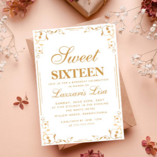 Invitación Elegante Sencillo Dulce Dieciséis Cumpleaños 16 Fi
