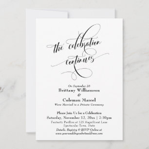 Invitación Elegante Sencillo La Celebración Continúa La Recep