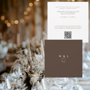 Invitación Elegante Sencillo Moderno Bodas Cuadrado Marrón Ch