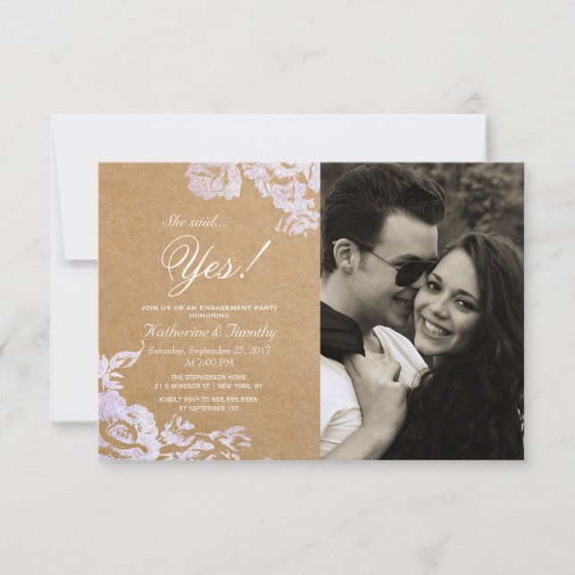 Invitación Elegante, sencillo, moderno, Rosa floral de color  (Anverso)