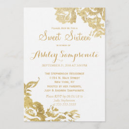 Invitación Elegante Sencillo Moderno Rosa Floral Dorado Dulce