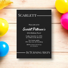 Invitación Elegante, Sencillo, Negro Y Blanco Moderno Cumplea