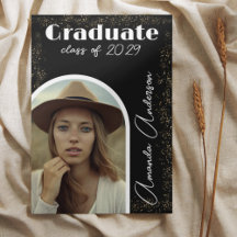 Elegante Sencillo Script Arch Photo Gold Graduació