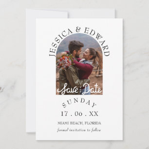 Invitación Elegante Sencillo Script Moderno Foto Guardar la F