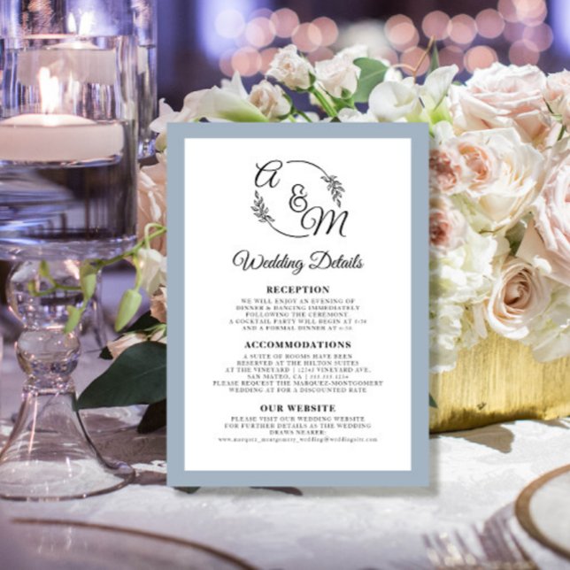 Invitación Elegante, sencillo y moderno Boda azul turbio (Subido por el creador)