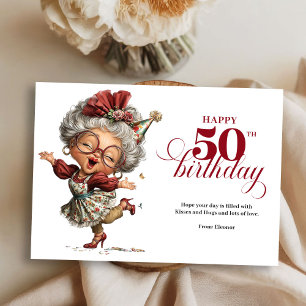 Invitación Elegante Señora Divertida Cumpleaños 50 Humor Tarj