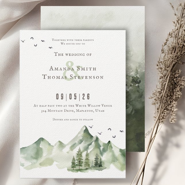 Invitación Elegante sereno boda del paisaje de los montes ver (Subido por el creador)