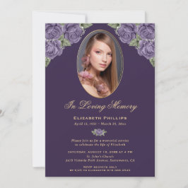 Invitación Elegante servicio conmemorativo de fotos con flore