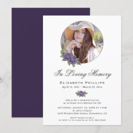 Invitación Elegante servicio de memoria Purple Floral