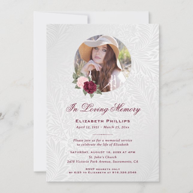 Invitación Elegante servicio de recuerdo de fotos florales de (Anverso)