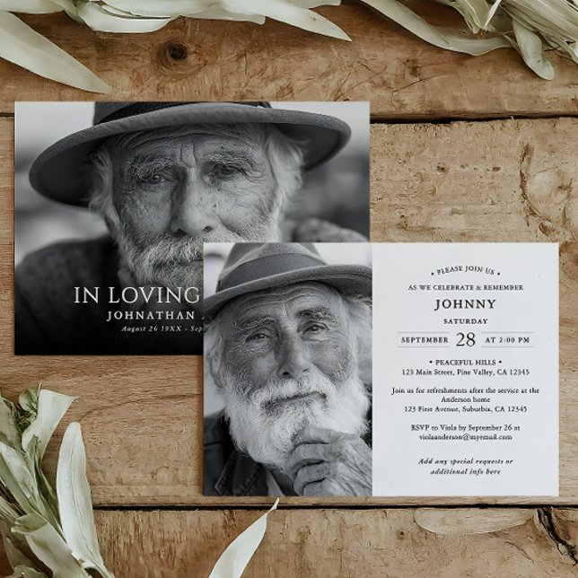 Invitación Elegante Servicio Funerario/Commemorativo Moderno  (Subido por el creador)