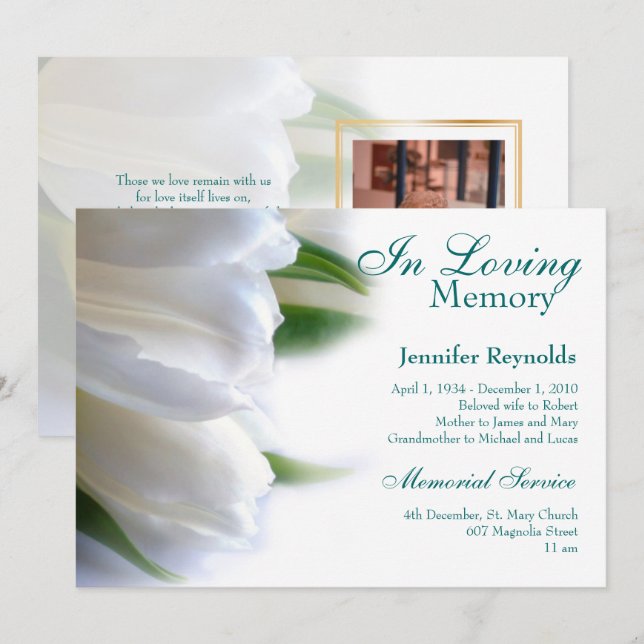 Invitación Elegante servicio funerario fotográfico con marco (Anverso / Reverso)