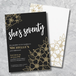 Invitación Elegante Setenta Black Gold Fiesta de cumpleaños 7
