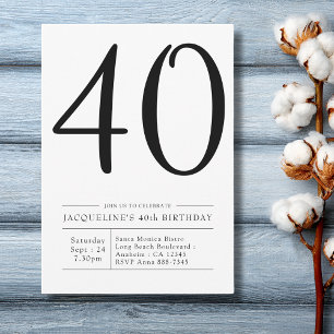 Invitación Elegante setenta Cumpleaños 40 Sencilla Fiesta