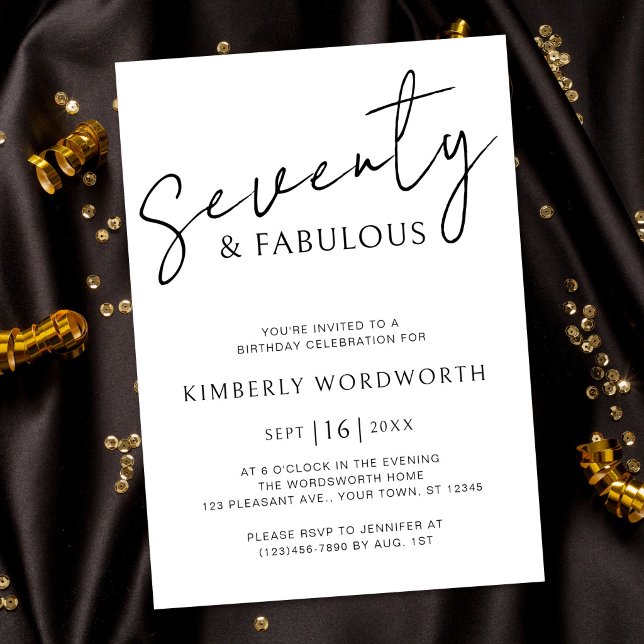Invitación Elegante Setenta y Fabuloso Cumpleaños 70 (Subido por el creador)