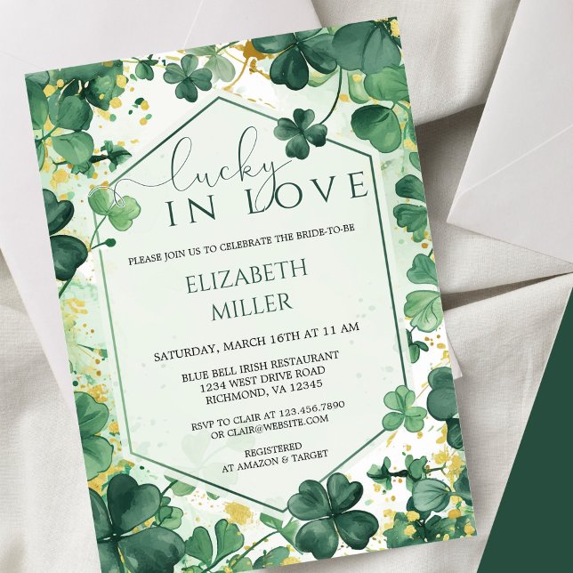 Invitación Elegante Shamrock afortunado en Love Bridal Shower (Subido por el creador)