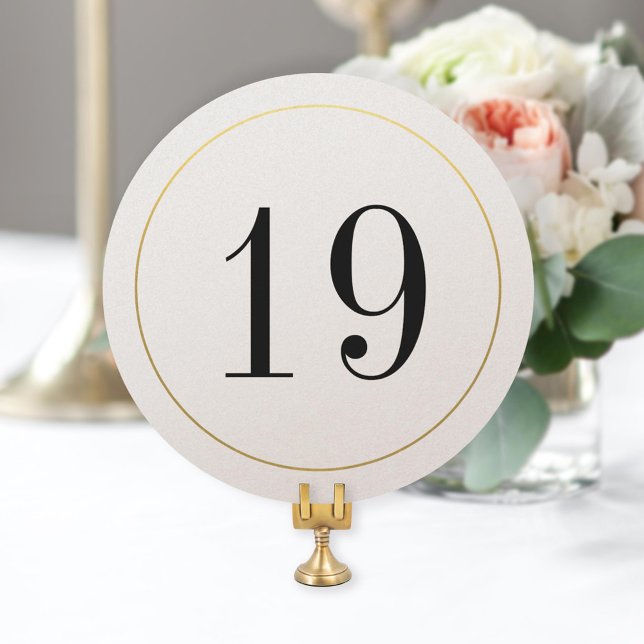 Invitación Elegante Shimmer Gold Circle Table Number Card (Subido por el creador)