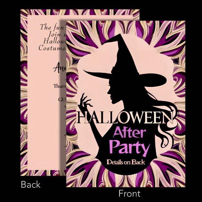 Invitación Elegante silueta bruja Halloween después del Fiest (Subido por el creador)