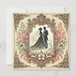 Invitación Elegante Silueta de Boda Enmarcada