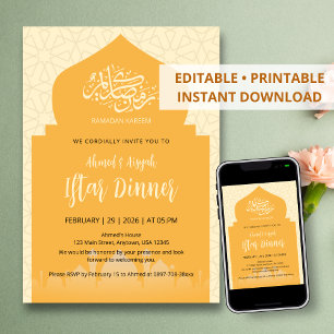 Invitación Elegante silueta de mezquita islámica Ramadan Ifta