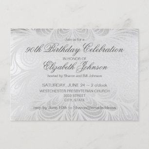 Invitación Elegante Silver 90 cumpleaños