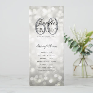 Invitación Elegante Silver Bokeh 60th Birthday Program con Me