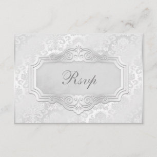 Invitación Elegante Silver Damask Wedding Rsvp