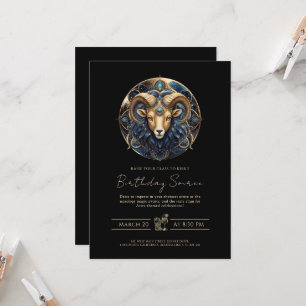Invitación Elegante Símbolo Zodiacal de Aries Carnero Cósmico