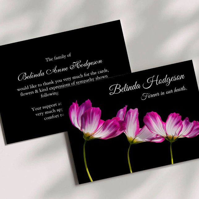 Invitación Elegante Simpatía Floral Funeral Gracias Cartas (Pretty Pink Flowers Sympathy Memorial Funeral Thank You Cards)
