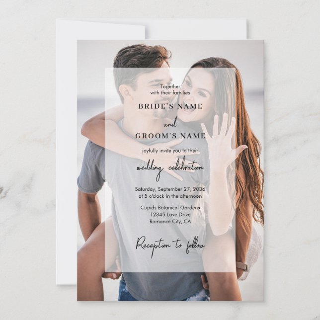 Invitación Elegante simple 2 Boda de guión superpuesto de fot (Anverso)