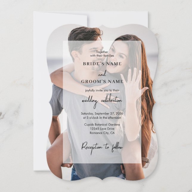 Invitación Elegante simple 2 Boda de guión superpuesto de fot (Anverso)