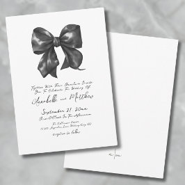 Invitación Elegante Simple Boda con Lazo Negro