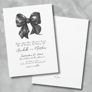 Invitación Elegante Simple Boda con Lazo Negro