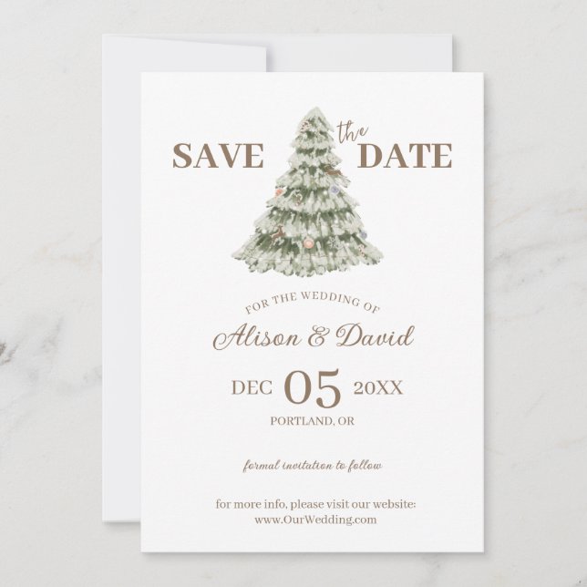Invitación Elegante simple boda de invierno salva la fecha (Anverso)