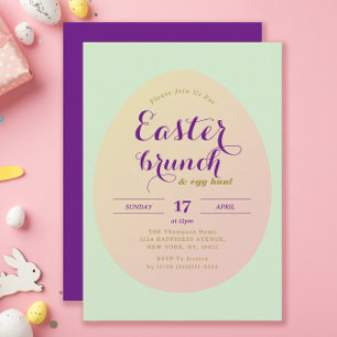 Invitación Elegante Simple Brunch de Pascua Huevos Hunt Púrpu