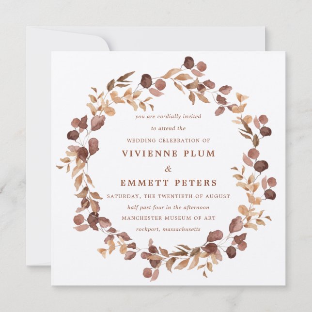 Invitación Elegante, simple caída Minimalista deja Boda (Anverso)