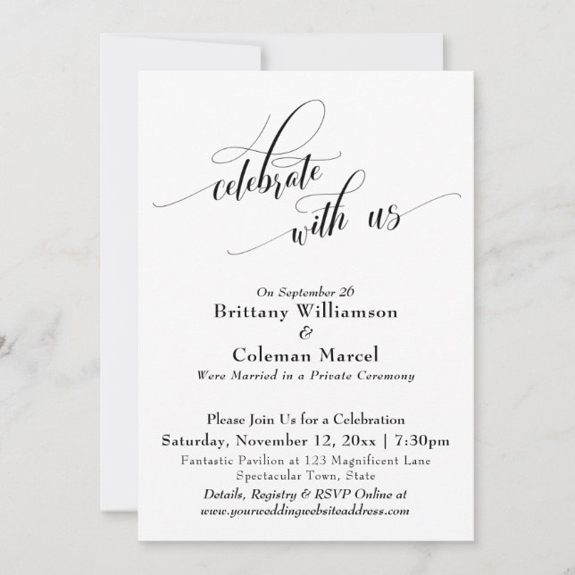 Invitación Elegante Simple Celebre con Nosotros Blanco y Negr (Anverso)