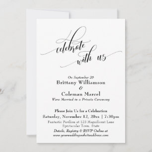 Invitación Elegante Simple Celebre con Nosotros Blanco y Negr