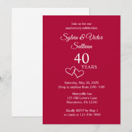 Invitación Elegante Simple Cumpleaños Personalizado Ruby 40 A