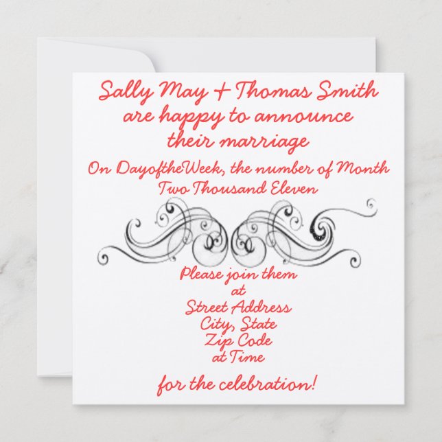 Invitación elegante simple de la boda (Anverso)