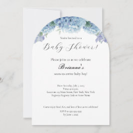 Invitación Elegante Simple Dusty Blue Floral Boy Baby Shower