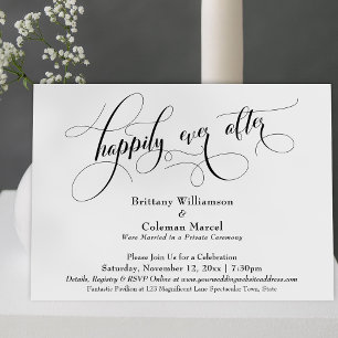 Invitación Elegante Simple Feliz Para Siempre Recepción Invit